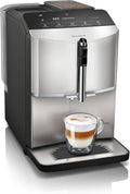 SIEMENS - Cafetera Automática EQ300, Molinillo cerámico, Sistema milkPerfect, Función oneTouch, Acero Inoxidable