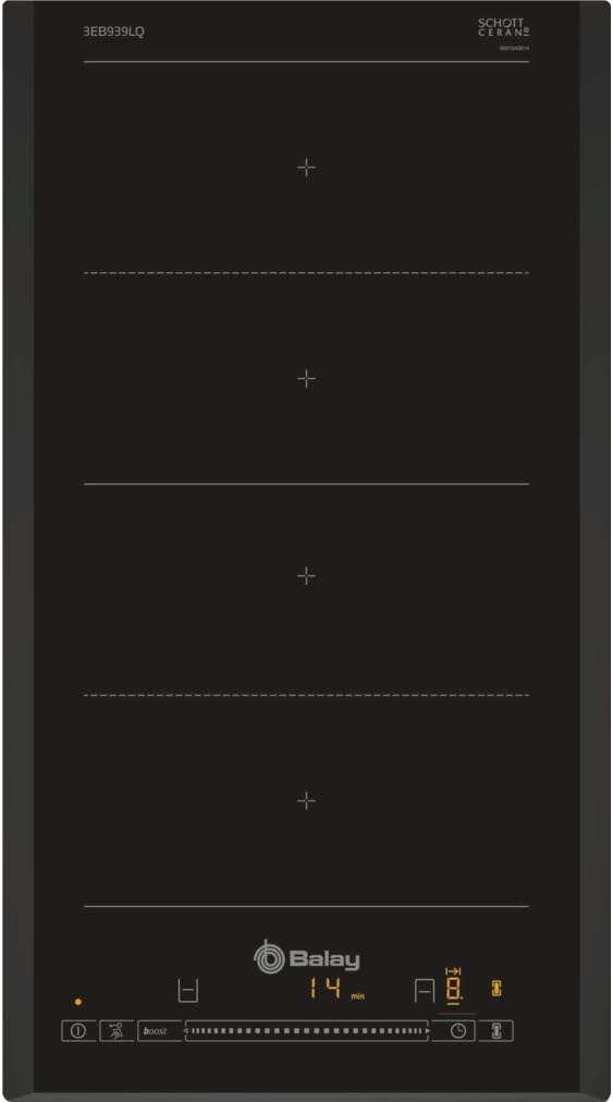 Balay - Placa de inducción modular, 30 cm, zona doble Flex de 40x21 cm, función Sprint, control deslizante con 17 niveles, programable, color negro