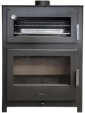 Estufa de Leña con Horno de 13,4 kW, Acero, Visión Panorámica y Horno Refractario