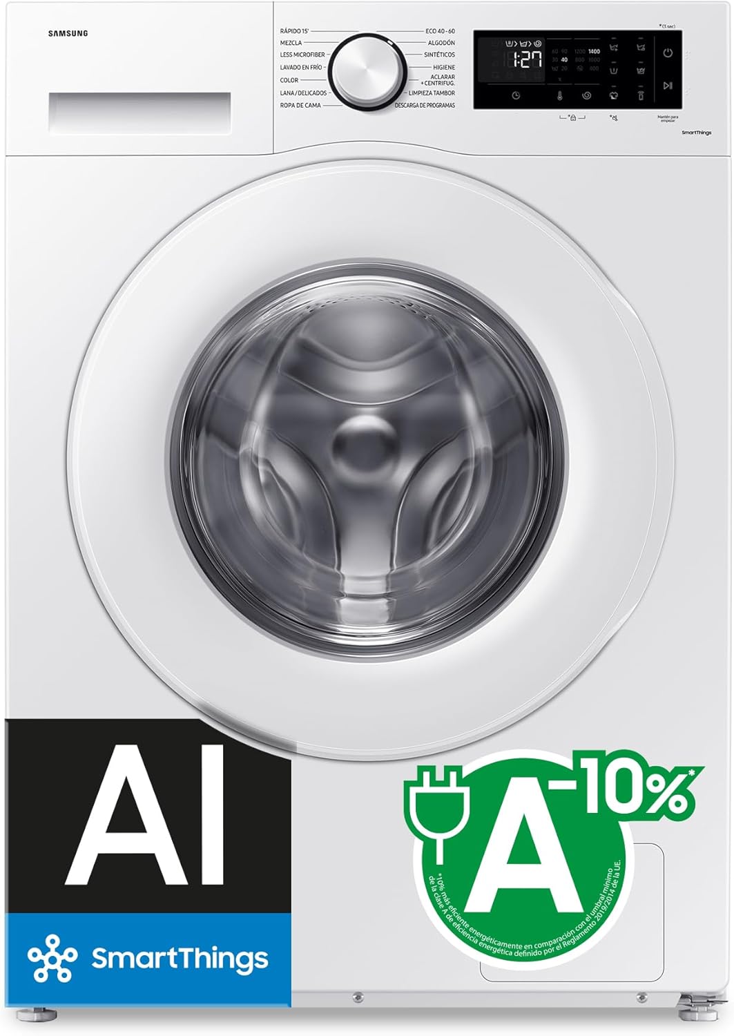 Lavadora Samsung 9KG con AI EcoBubble y SmartThings, Clase A, Blanca