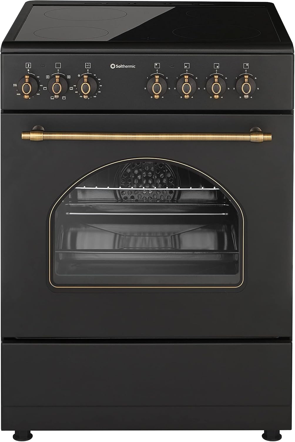 Cocina Eléctrica Solthermic VTC60N Vitrocerámica Negra con Horno 60L y Función Turbo