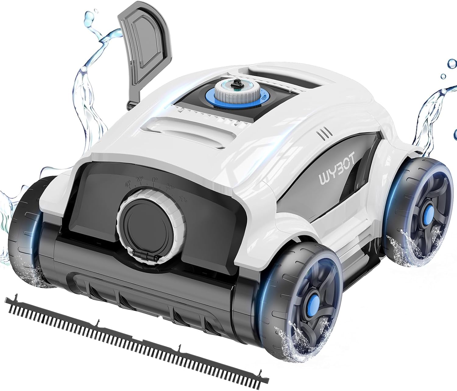 Robot limpiafondos inalámbrico para piscinas WYBOT, 130 minutos de autonomía, aspiradora con 2 motores y cepillo grande