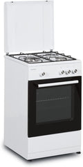 Cocina de Gas INFINITON CC56BWC, 3 Quemadores, Ancho 50cm, Seguridad FFSD, Compatible con Gas Natural y Butano, Color Blanco