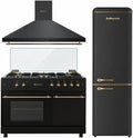 Cocina Rústica Negra + Campana Decorativa 90 cm + Frigorífico 188 cm 270 L