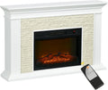 Chimenea Eléctrica HOMCOM 1800W con Control Remoto y Protección contra Sobrecalentamiento, Efecto Llama Decorativo, Temporizador Semanal, Bajo Consumo, para Hasta 30 m², 120x24x80 cm, Blanco