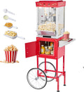 Máquina de Palomitas con Carrito VEVOR, 800W, Capacidad 48 Tazas, Control Fácil, Puerta Resistente, Incluye Accesorios