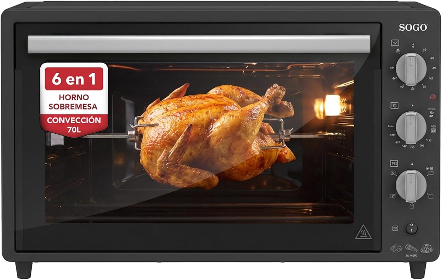 Horno Eléctrico de Convección 70L Sogo con Rustidor y Gratinador
