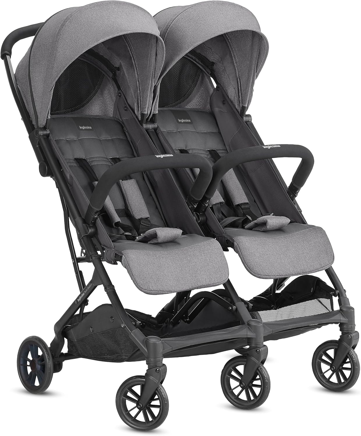 Cochecito Doble Inglesina Twin Sketch Gris, Ultraligero y Compacto para Gemelos, Hasta 15 kg