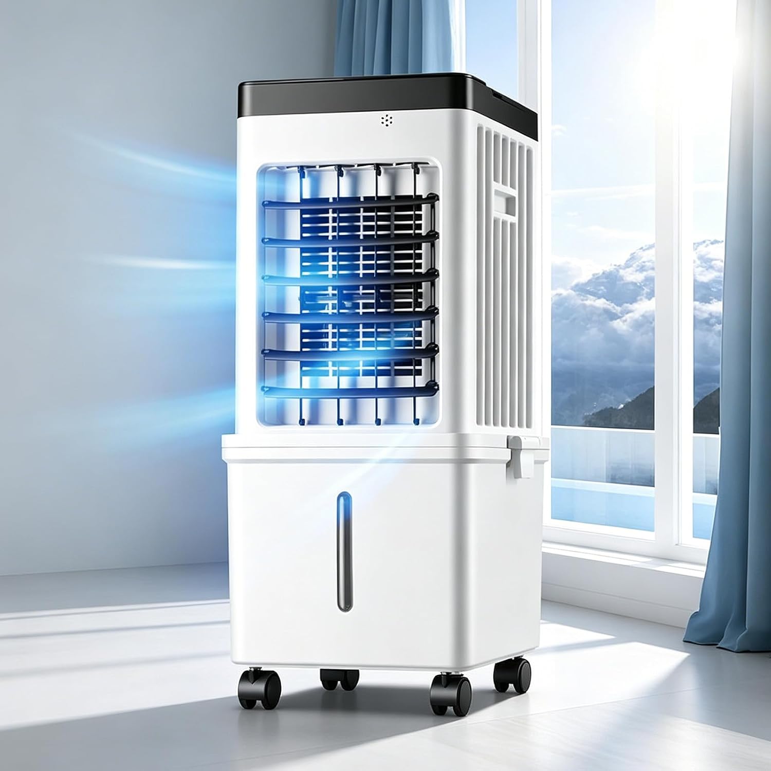 Climatizador Evaporativo Portátil 3 en 1 con Control Remoto, 3 Velocidades, Temporizador 7.5h y Depósito 15L