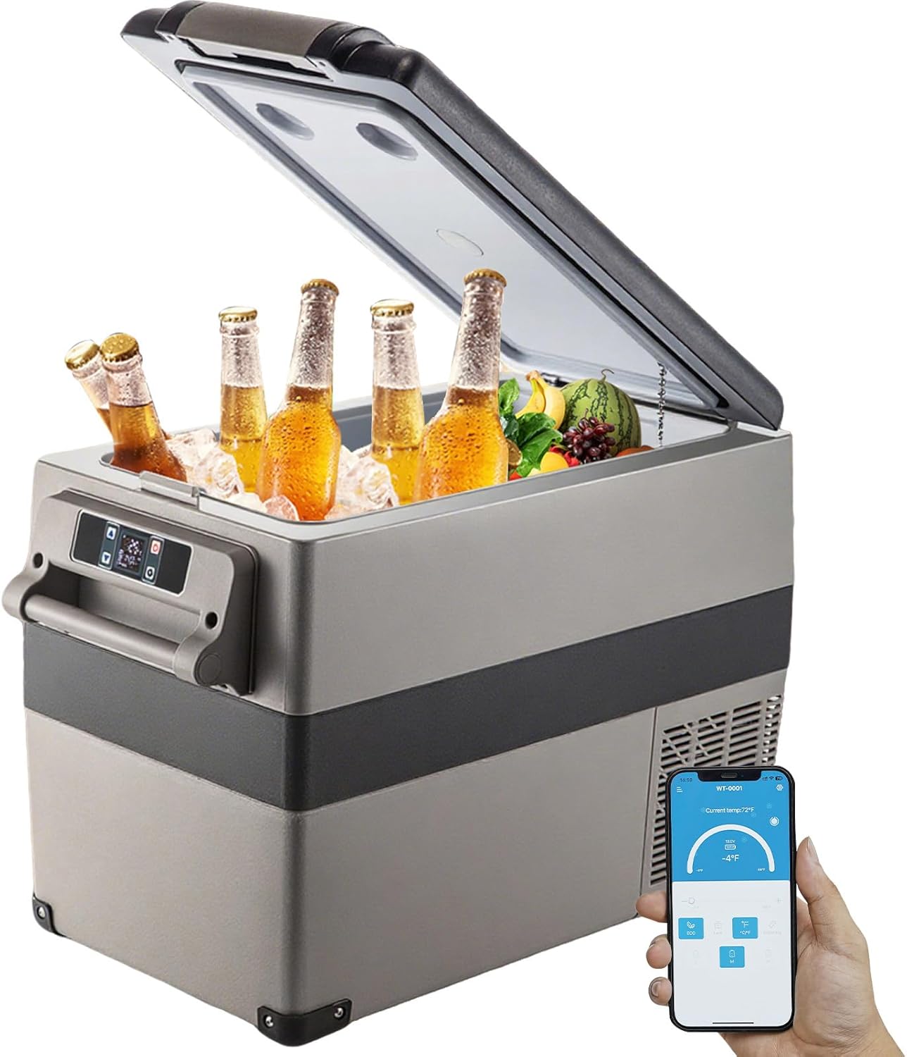 Mini Nevera para Coche VEVOR 55L, Refrigerador y Congelador Portátil -20°C a 10°C, Ideal para Camping y Viajes