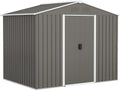 Cobertizo Metálico de Jardín Outsunny 236x174x190 cm, Gris Claro, con Puertas Correderas y Ventilación, 3,6 m²