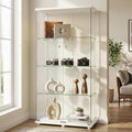 Vitrina alta de cristal blanco, 2 puertas y 4 estantes para salón, dormitorio u oficina
