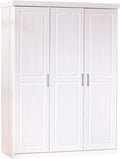 Armario de Madera Maciza Blanca con 3 Puertas, 140x190x55 cm