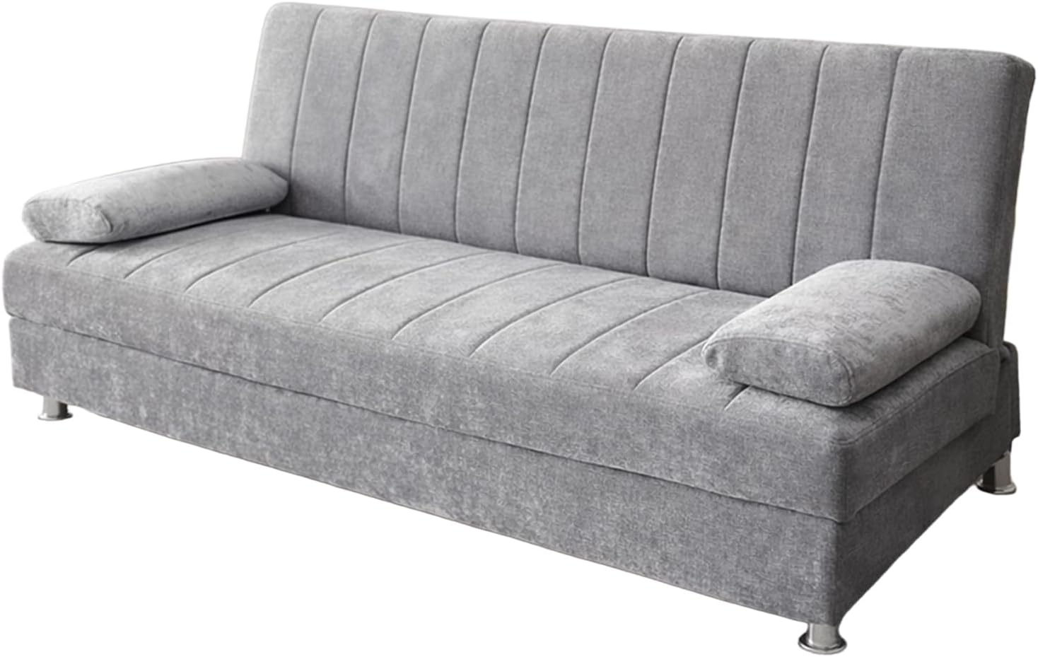Sofá Cama 3 Plazas con Almacenaje y Cojines, Diseño Moderno Gris