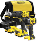 Kit Combinado Stanley FATMAX V20 18V: Taladro y Atornillador con 2 Baterías y Cargador