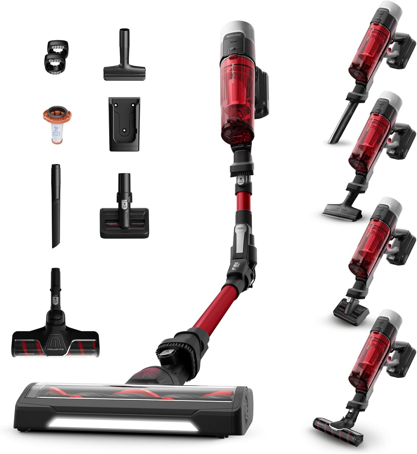 Rowenta X-Force Flex 9.60, aspiradora inalámbrica potente, 100AW, set completo de cepillos y accesorios, tecnología flexible, hasta 45 minutos de autonomía, modelo RH2099WO