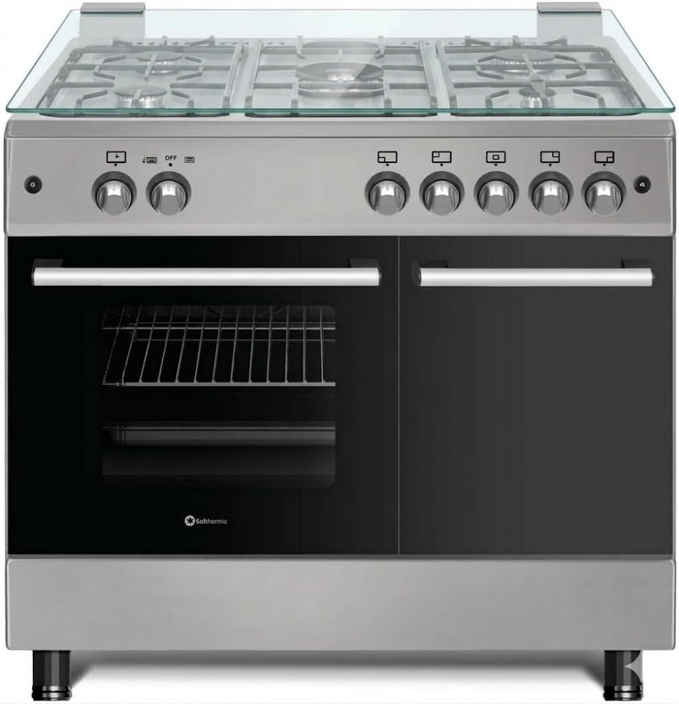 Cocina a Gas Solthermic de Acero Inoxidable con 5 Quemadores y Horno