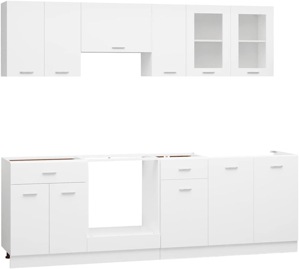 Conjunto de Cocina Lyon 8 Piezas Blanco Madera Compuesta