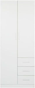 Armario Ropero Blanco 200x80x58 cm con 2 Puertas y 3 Cajones - Estilo Moderno y Funcional