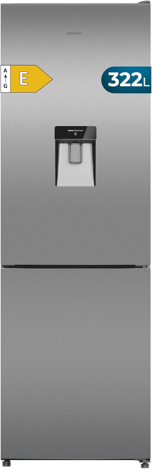 Cecotec Frigorífico Combi No Frost 322L, Bolero CoolMarket 322i WD Inox, Multi Airflow, HumidityFlex, LED