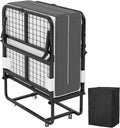 Cama supletoria plegable para adultos con colchón de espuma, 80x190 cm, ruedas y somier de metal, soporta 200 kg